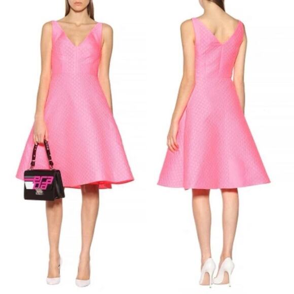 Prada Dresses & Skirts - PRADA V-Neck Sleeveless A-Line Textured Dress in Neon Pink